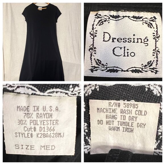 VTG Dressing Clio Women's  Dress Cardigan Set  Medium Black Maxi USA flaw - Picture 9 of 16